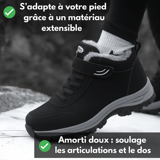 Botte ergonomique à scratch avec espace généreux pour les orteils et le talon -OrthoMotion