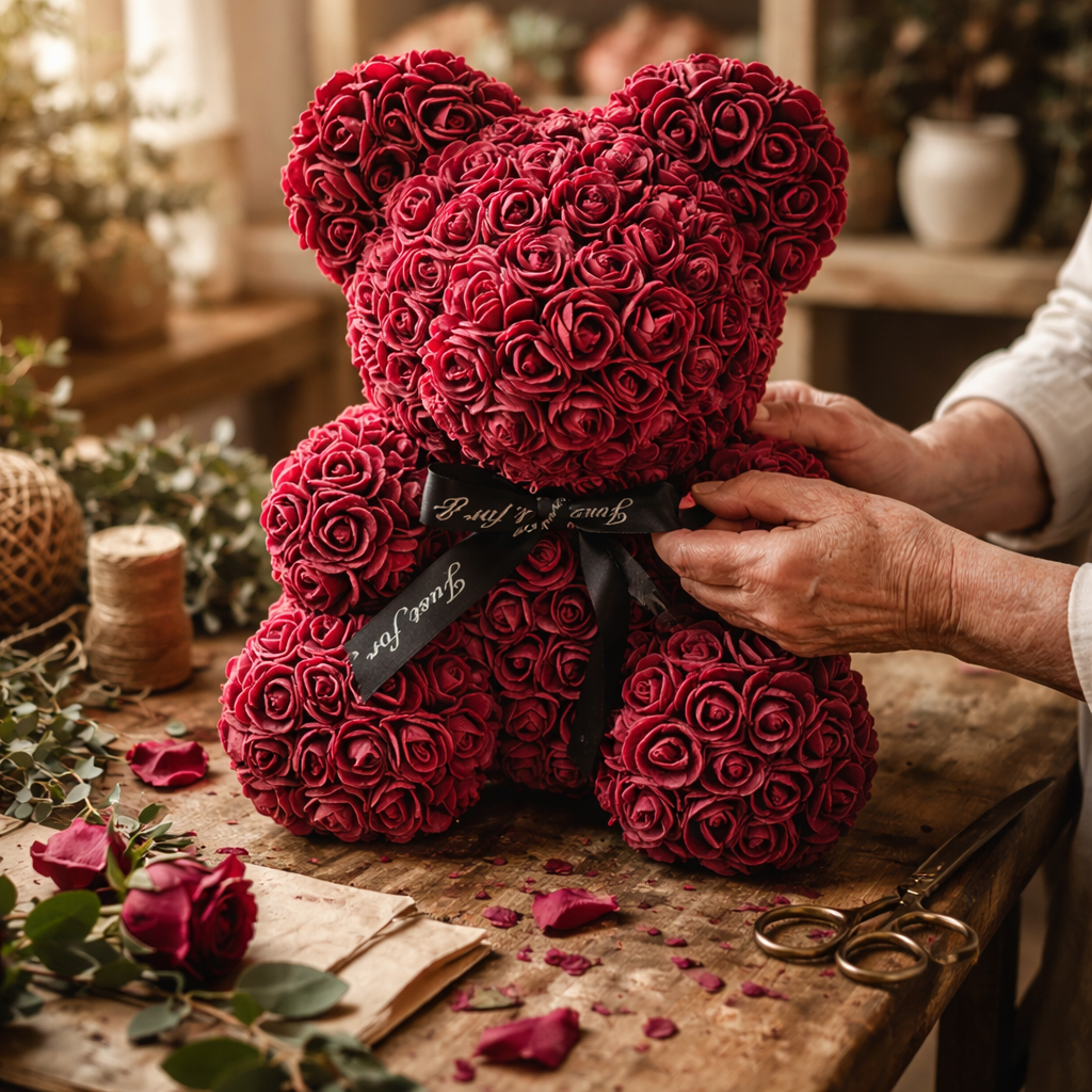 Ourson en fleur éternelle